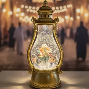 Water Ball Lantern with Festive Characters and Golden Base for Ramadan Atmosphere