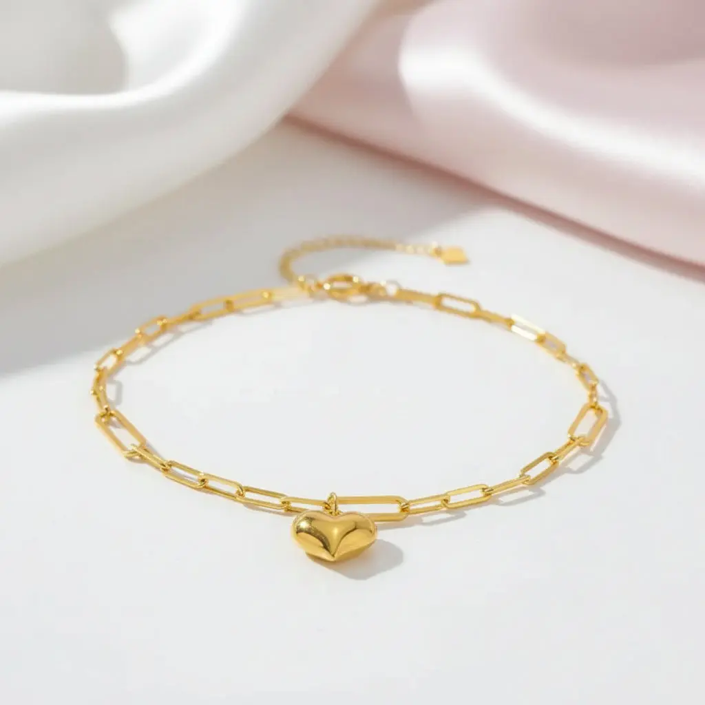 18k Yellow Gold Heart Clavicle Necklace