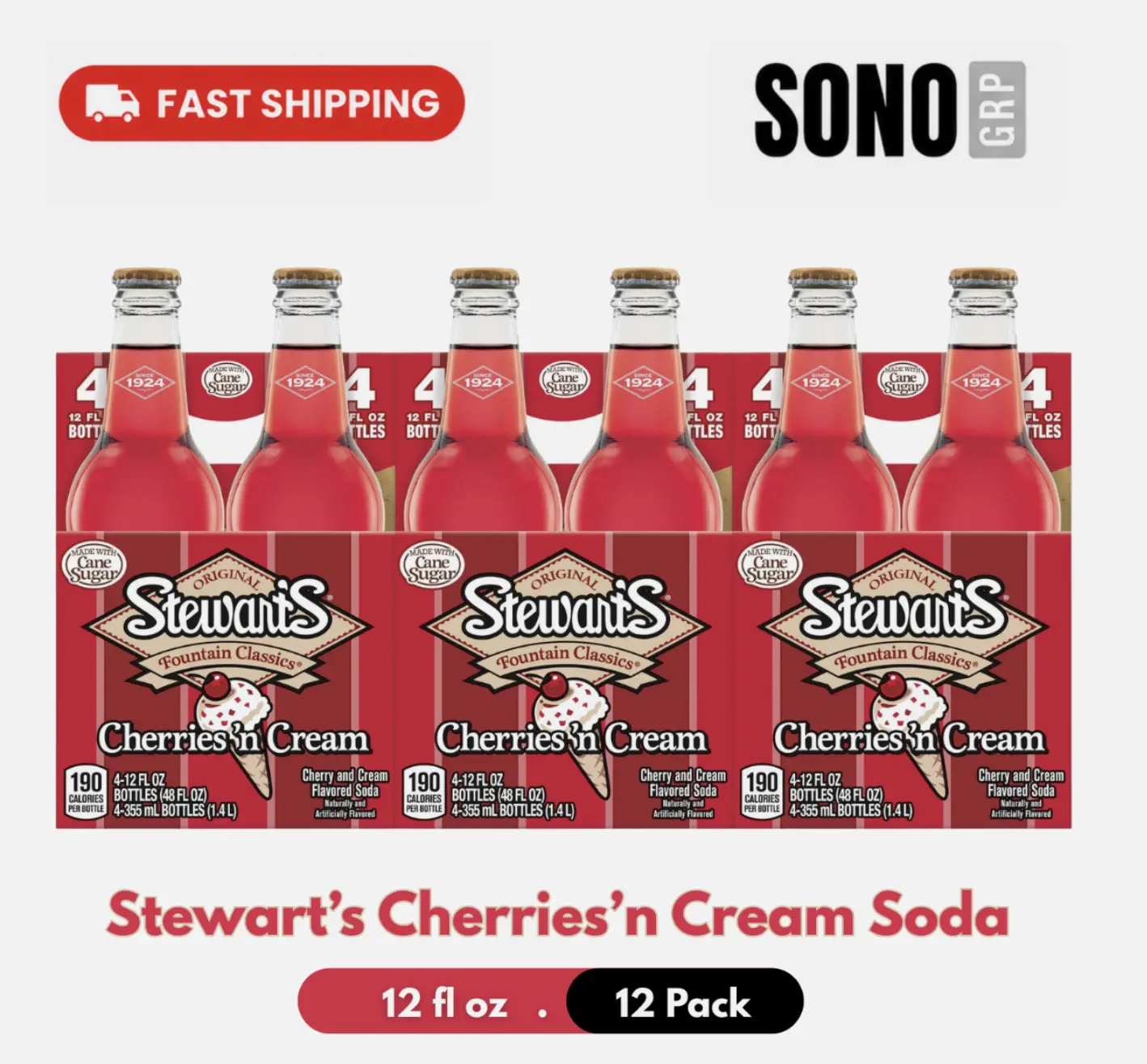 Stewart's Cherries & Cream Soda 12oz/12 Pack