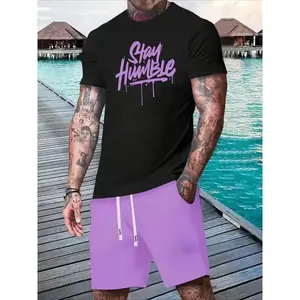 NO.BRAND Menswear Short-Sleeve Graphic T-Shirt - Loose-Fitting Cotton Seamless Top, Soft Smooth All-Seasons Casual T-Shirts, Streetwear with Striking Black & Unique Purple Drip Design