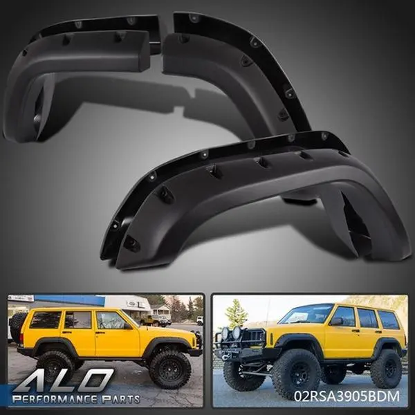Pocket Rivet Style Wheel Fender Flares Fit For 84-01 Jeep Cherokee XJ 4-Door