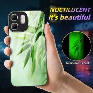 Protective Case for Infinix Hot Series, Bamboo Leaf Pattern Glow-In-The-Dark Phone Cover, Natural Light, Dustproof, Shockproof, Skin-Friendly