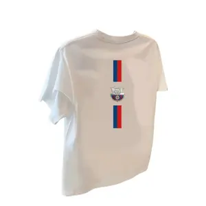 T-shirt with Barcelona crest print, football, short sleeve, round neck, casual top for summer and spring, women's clothing