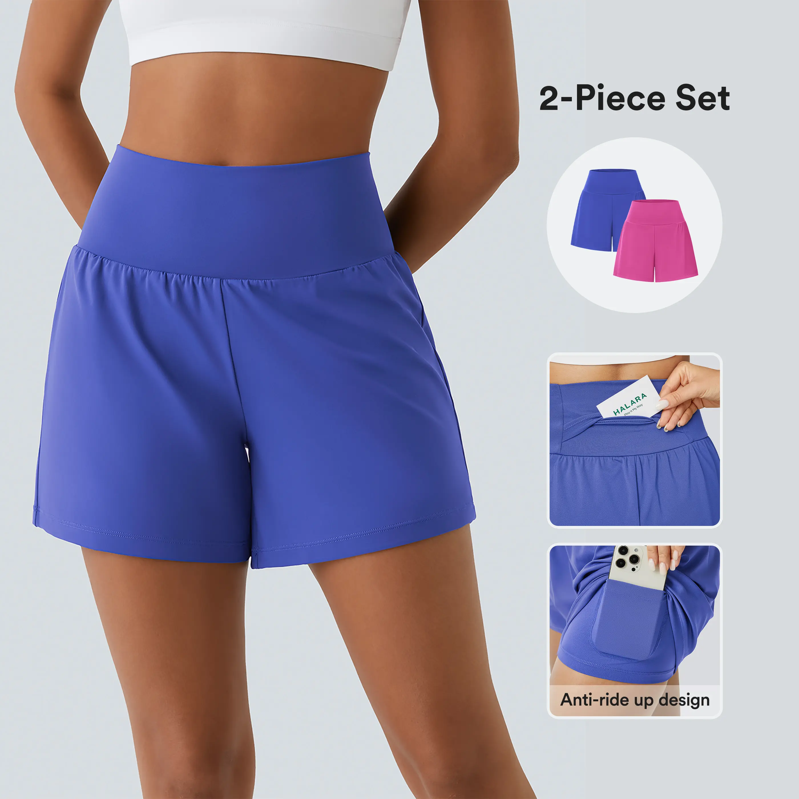 Halara 2-Piece Super High Waisted Back Pocket & Side Hidden Pocket