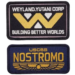 Weyland Yutani Nostromo U.S.C.S.S Alien Patch (2PC Bundle -Hook Fasteners -MLY7,Y8)