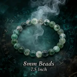Moss Agate Crystal Bracelet – Stone of New Beginnings, Wealth & Positive Energy-8mm