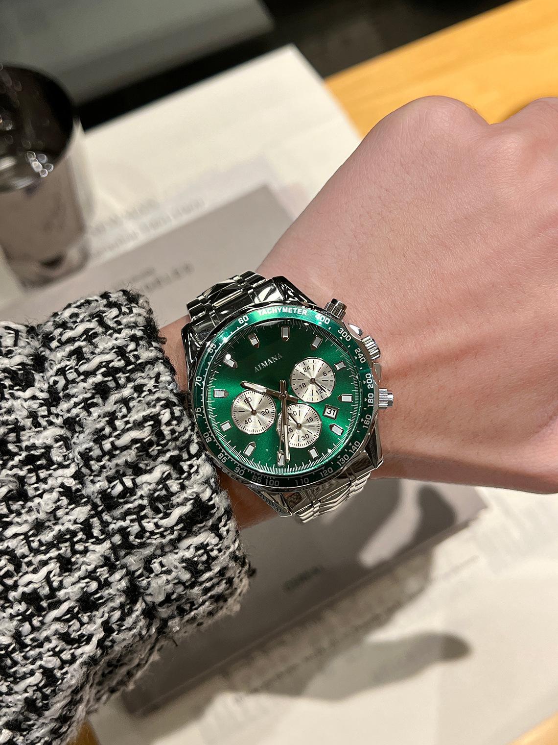 Swiss Luxury Men's Multifunctional Watch - Luminous Quartz Wristwatch with Premium Steel Band, Waterproof Business Style