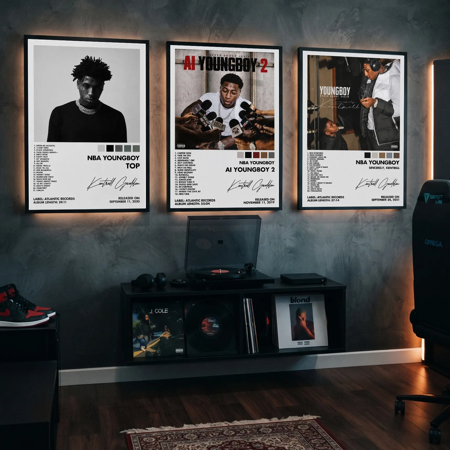 YoungBoy Never Broke Again Album Canvas Wall Art Poster Set Of 2019, 2020, 2021 Aesthetics Decor Home Office and Creative Painting Decoration