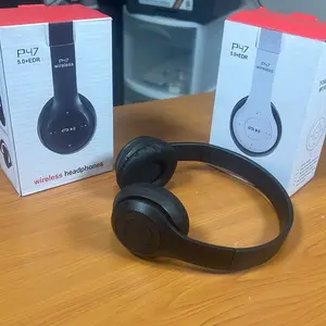 P47 Bluetooth Headphones 5.0+EDR Wireless Foldable Over-Ear with FM Radio Microphone & SD Card Slot for Travel & Daily Use