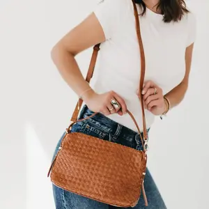 Brown Harper Hobo Woven Shoulder Bag