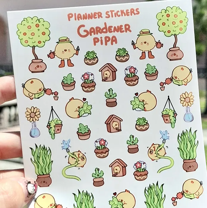 Gardener Pipa Planner Sticker Sheet - Cute chick duck
