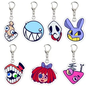 Cute Circus Anime Character Acrylic Keychain Charm, Perfect for Bags and Backpacks, Lobster Clasp Design, Ideal Valentine's Gift