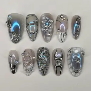 New Summer Trend Almond Nails, Y2K Style Press-On Nail Tips, Short Medium-Length, Perfect for Parties and Travel, Easy to Wear