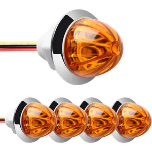 3/4 Inch Mini Watermelon Side Marker LED Dual Function Strobe + Marker Lights, Side Clearance Tail Griller Flash Lights Turn Signal Warning Waterproof Light for Trailer Truck RV 5Pack