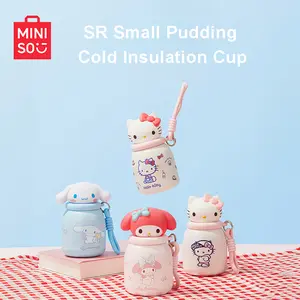 MINISO Cute Pudding Insulated Cup with Excellent Cold and Heat Retention, Hello Kitty, Melo Style, Compact, Lightweight and Easy to Carry. Stylish Daily Drinkware, Lovely Practical Gift for Sanrio Fans. Flasks Bottled Tumbler Water Bottles Portable
