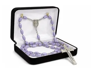 Novel Box Black Communion Keepsake Rosary Box 3.25x2.5x1 Inches White Inside - Rosary Storage Jewelry Boxes Unique Gift - Religious Rosary Box for Women, Family & Friends