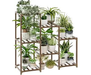 Bamworld Plant Stand Indoor Plant Shelf Outdoor Wood Plant Rack for Multiple Plants 3 Tiers Ladder Plant Pot Holder for Living Room Patio Boho Home Decor for Gardening