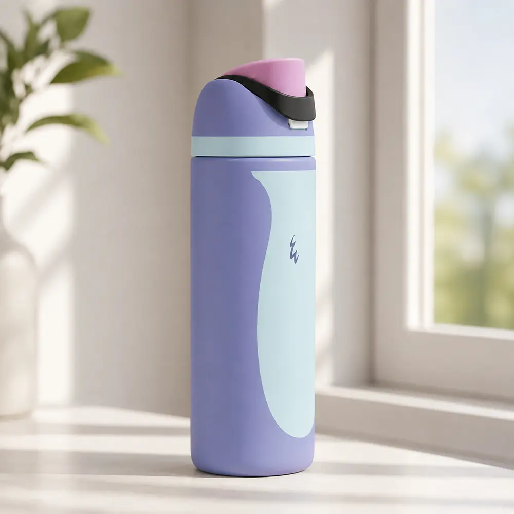 Owala Pastel Purple Color Block Water Bottle with Flip Lid – Cute Lavender & Blue Reusable Travel Bottle for Women & Teens, School, Gym, Work & Daily Use