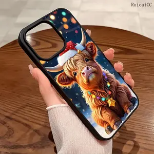 Premium Magnetic Phone Cases for iPhone11/12/13/14/15/16//17/Air/promax/Plus Christmas theme Highland Cow y2k cased MagSafe Ready, Anti-Fall, Springtok and Ultra-Thin Design | Perfect for Everyday Use Protector Screen Protector Resistance