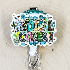 Rocking the Medical Coder Life Retractable ID Badge Reel | Billing and Coding Healthcare | Teacher Medical Hospital Badge Holder