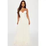 Daniella Lace Corset Pleated Maxi Dress - Cream