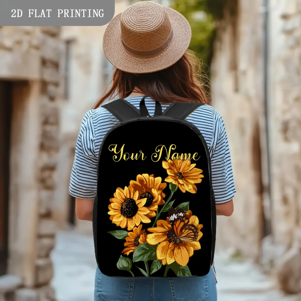 Customized laptop backpack with personalized text added, suitable for both male and female teenagers, with backpack function, suitable for classroom, office, and daily short distance travel. As a gift for students, friends, children, and classmates