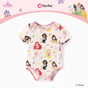 Disney Princess Baby Girls' Short Sleeve Bodysuit CSCH250900167 - Pink Allover Character Print Onesie for Infants