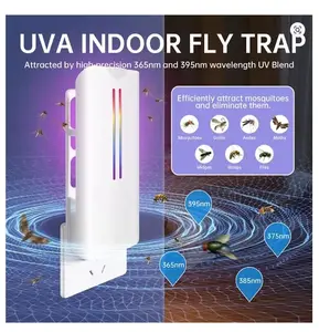Flying Insect Trap Plug in Mosquito Bug Zapper with 5 Sticky Glue Board Refills UVA 365nm 395nm Wavelength Indoor Fly Trap for Effective Insect Control