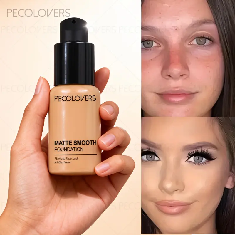 1pc Waterproof Foundation Liquid With Long-Lasting Matte Finish Buildable Coverage For Flawless Natural Complexion, Longwear Holiday Cosmetic | Beauty Enthusiasts | Sleek Bottle Design | Portable Travel Makeup, Beauty Products