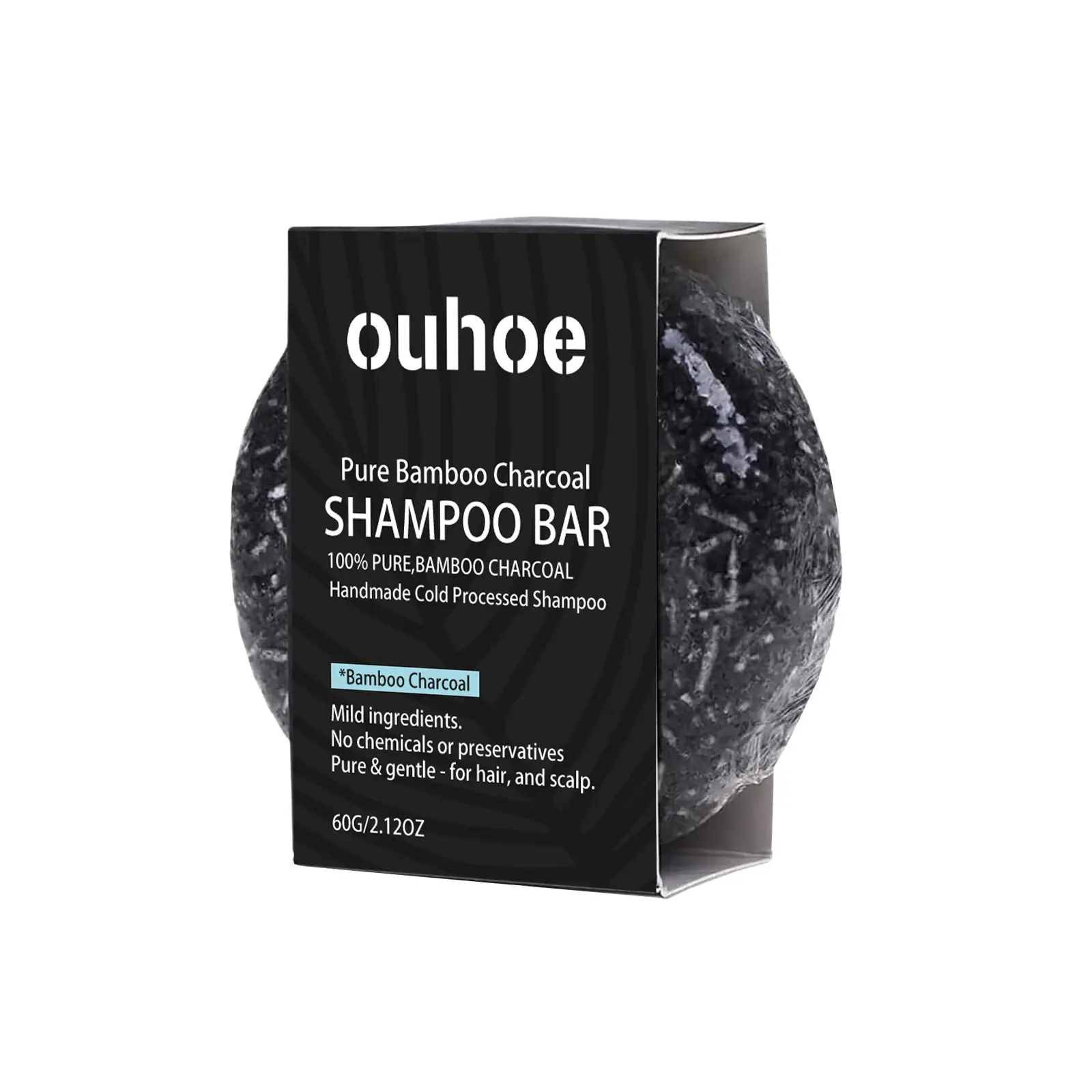 OUHOE Organic Bamboo Charcoal Shampoo Bar, Deep Cleansing Scalp Strong And Strong Hair Nourishing Repair Improve Dry Shampoo Soap