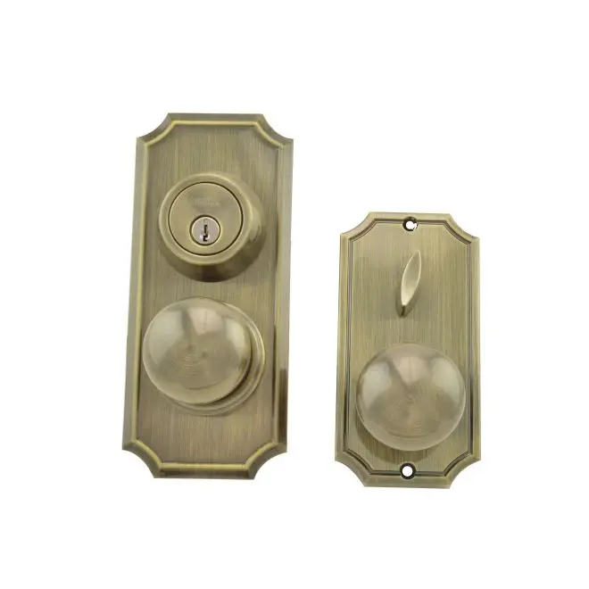 Weslock 01501IAIASL2D Unigard Premiere Interconnected Entry Door Hardware with Impresa Knob, 0.75 in. Latch, Round Corner Strikes, Antique Brass for Outdoor Security Solutions & Safe Home