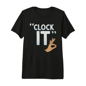 Men's Funny Clock It Meme Sigma Slang Graphic T-Shirt - Viral Slogan Short Sleeve Casual Tee with Pointing Finger Design Tri-Blend Fabric for Gym & Casual Attire All-Season Round Neck Shirt F Same Style for Men and Women 2026 Summer Short-sleeved