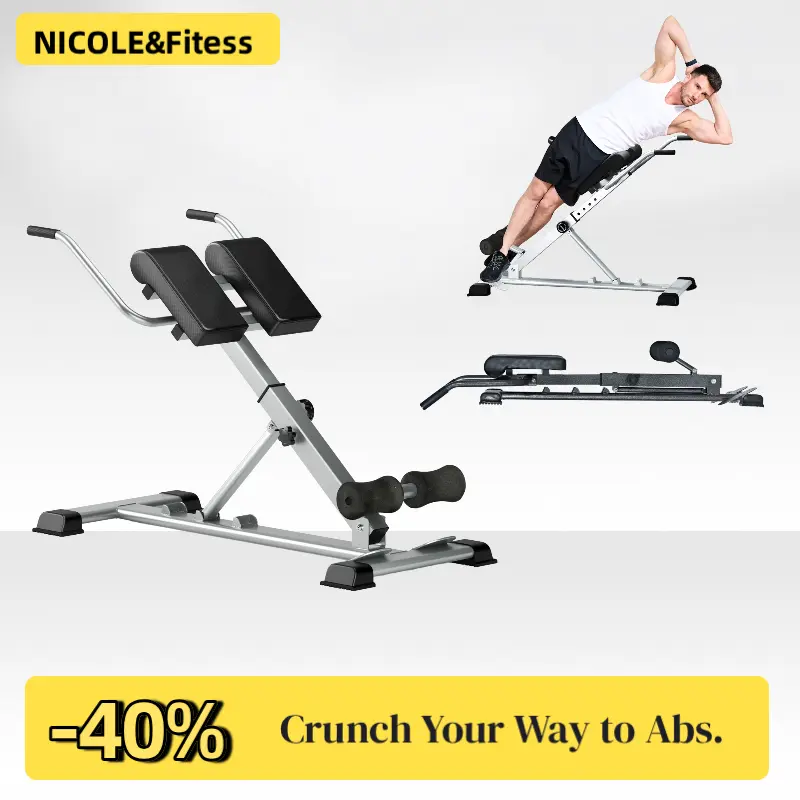 【NICOLE SELECTION】Heavy-Duty Steel Frame Roman Chair Back Extension Machine - 3 Adjustable Angles, 7 Height Ranges, Foldable Glutes Workout Equipment, Home Training Equipment for Core Building (225lbs Load Capacity), Christmas Gift Option, 40JYPSMK-B18