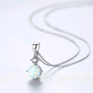 925 silver opal women necklaces 16 inch with 2 inch extra extension