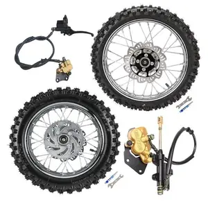 Dirt Bike 90/100-14 Front Wheel 14" and 80/100-12 Rear Wheel 12" Disc Brake Hydraulic Brake Caliper Master Cylinder Assembly for Pit Bike Trail Pocket Mini Monkey Bike Scooter SSR Apollo 50cc - 250cc