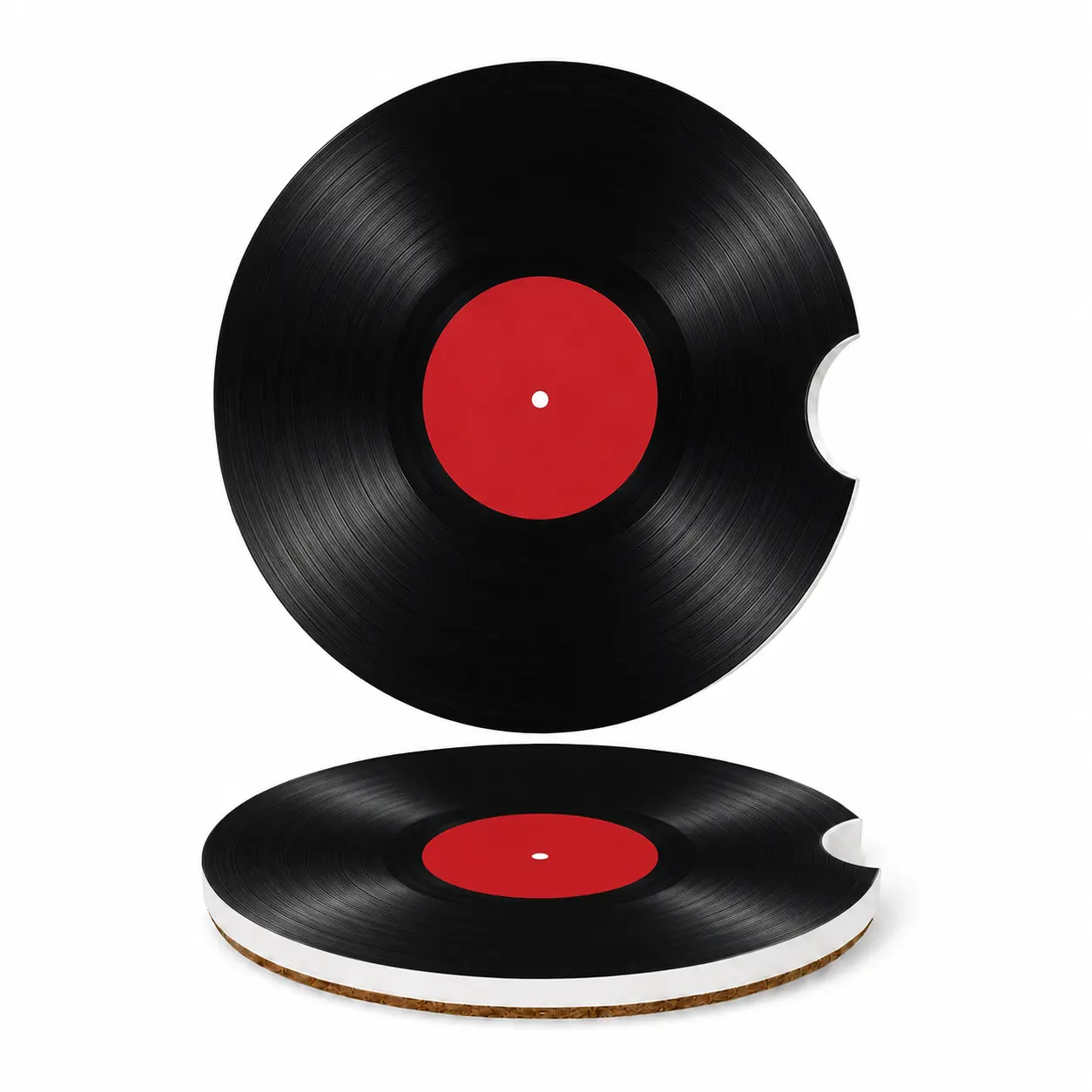 Vinyl Record Car Coasters Set of 2, Retro Music Cup Holder Coasters, Vintage Record Player Car Accessories, Absorbent Gift for Music Lovers