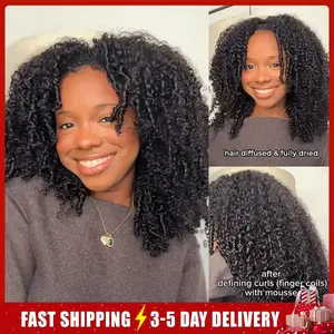 [WEAR GO HALF WIG] ISEE HAIR Invisible Hairline Wear Go Afro Curly Hair Half Wig Glueless Human Hair Wigs Seamless Flip Over Wig Beginner Friendly Vacation Hair #Category Spotlight