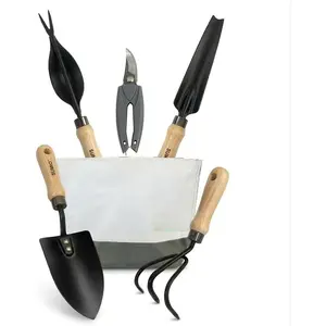 6 count Gardening Tool Set with Storage Bag, Garden Hand Tools Kit with Pruner, Trowel, Transplanter, Cultivator & Weeder - Durable Gardening  Set for Women & Garden Lovers