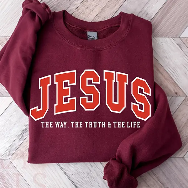 Jesus The Way The Truth The Life Sweatshirt, Christian Bible Verse Crewneck, Faith-Based Religious Sweatshirtfor Women, Inspirational Jesus Sweater