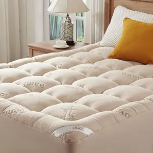 Mattress Topper Viscose Derived from , Thick Pillow Top Mattress Pad with Stretchable Pockets for 6-18 inches Mattress, Soft Mattress Topper for  (Beige)
