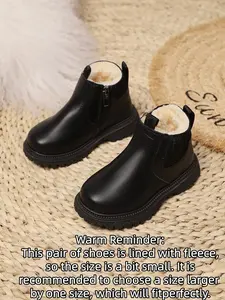 Fashionable Solid Color Zipper Design Boots, Casual Comfortable Boots for Daily Wear, Trendy All-match Boots for Girls, Winter Warm Boots
