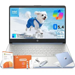 HP 14'' Student Business Laptop Computer - Intel Processor N150, 14 inch HD Display, AI-Powered, Lightweight, Windows 11 Pro, Webcam, up to 16GB RAM, 256 GB Storage,Bundle Accessories Kit