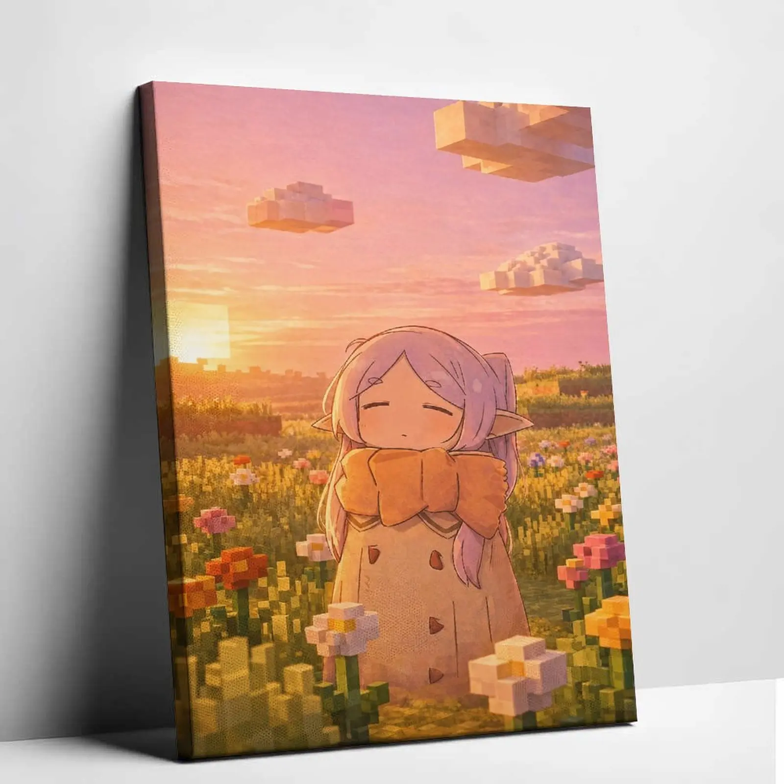 Frieren Beyond Journeys End Anime Canvas Wall Art Print Cute Elf Girl Frieren Aesthetic Poster Living Room Bedroom Decor Trendy Manga Fan Merch Aesthetic Room Decoration Collectible Painting