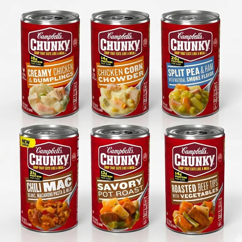 Campbell’s Chunky & Slow Kettle Style Microwavable Soup Bowls Variety Pack – Ready to Eat Soup with Chili, Chicken, Beef & Potato Flavors
