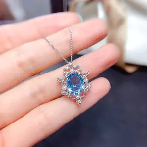 [Birth Month] Sterling Silver Aquamarine European American Style Fashion Minimalist Fine Jewelry Personality Accessories Small Necklace Women Jewelry Gifts