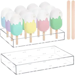 2 count Cakesicle Stand Display  Cake Pop Stand  Cake Pop Holder Clear  Holder and 100 count  Ice Cream Sticks for Birthday Wedding  Shower Parties Dessert Table