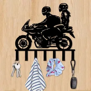 1pc Wall Couple Motorcycle Metal Key Hangers - Decorative Wall Hooks, Easy-to-Install Key Holder for Office & Home Decor
