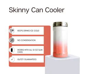 Coral Ombre Glitter Glitzy Skinny Can Cooler