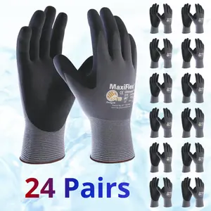 24 pairs MaxiFlex Endurance 34-844 & 34-874 Seamless Knit Nylon Gloves with Nitrile Coated Micro-Foam Grip on Palm and Fingers Pack of 12 Industrial Work Gloves