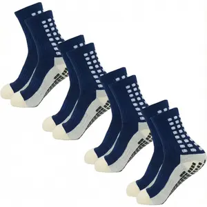 4 Pairs Mens Grip Soccer Socks Non Slip Grippy Women Socks for Football Basketball Sports